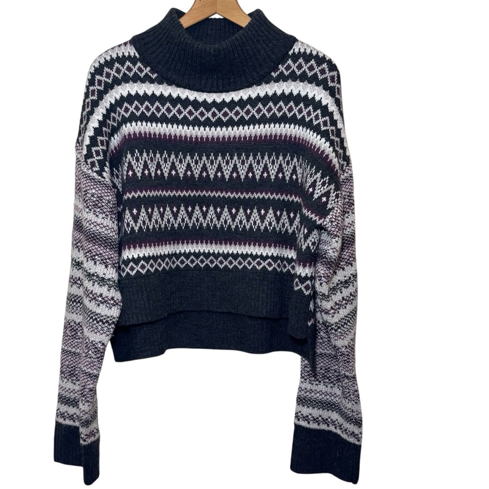 Cleo + Wolf Wool Blend Fair Isle Stripe Knit Cropped Sweater. Women’s XL